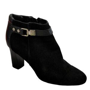ALFANI Step n Flex Dolorna Suede Leather Side Zip Ankle Boots Silver Hardware 7M
